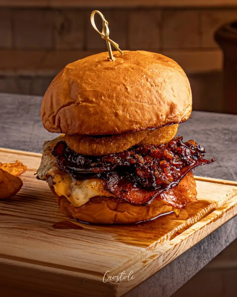 Hamburguesa Quebec con aros de cebolla